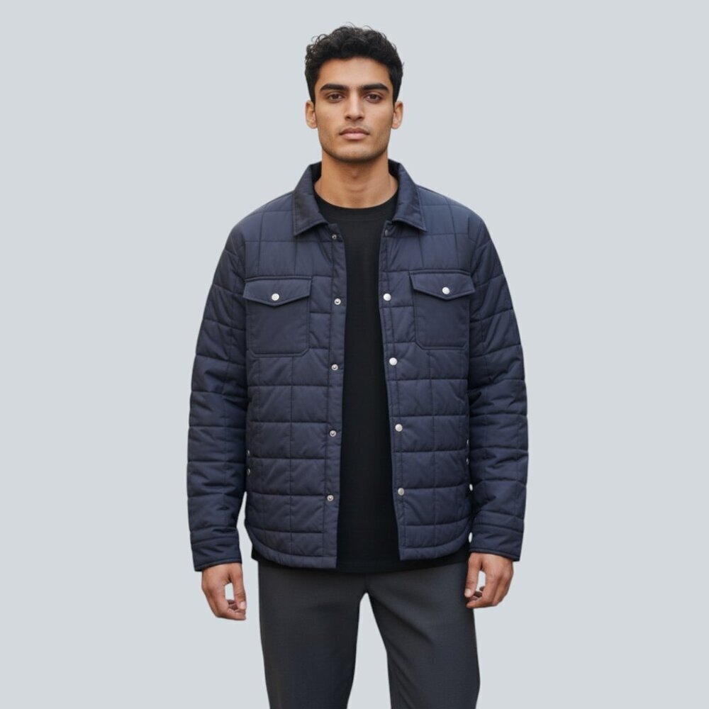 Robert Graham Quilted Snap-Front Weather-Resistant Chore Jacket Navy Blue XL NWT